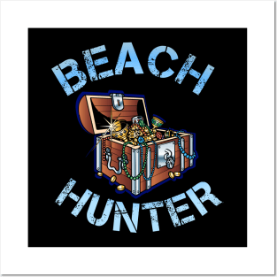 Metal detecting beach Hunter Posters and Art